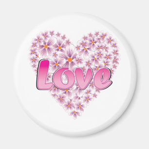 Pink Love and Daisies Magnet