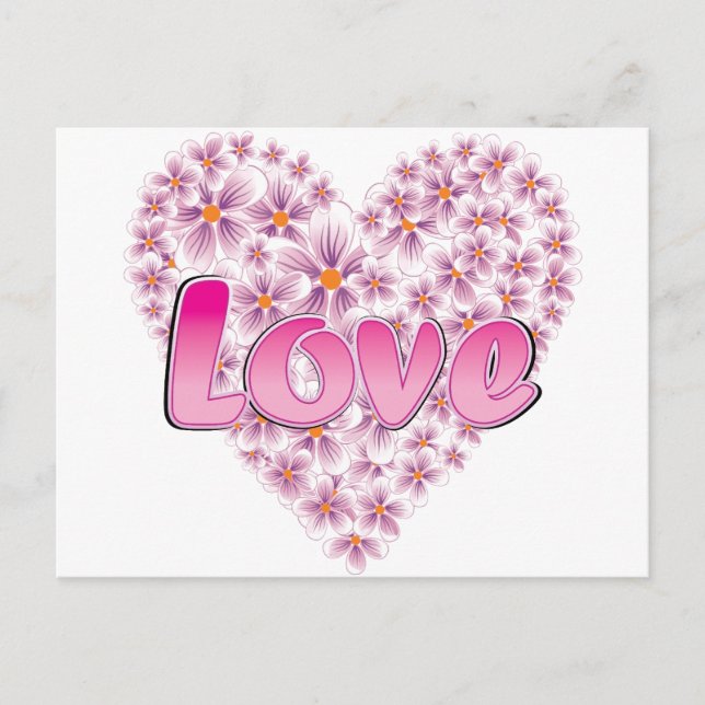Pink Love and Daisies Postcard (Front)