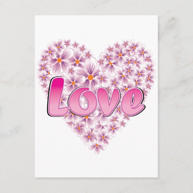 Pink Love and Daisies Postcard (Front)