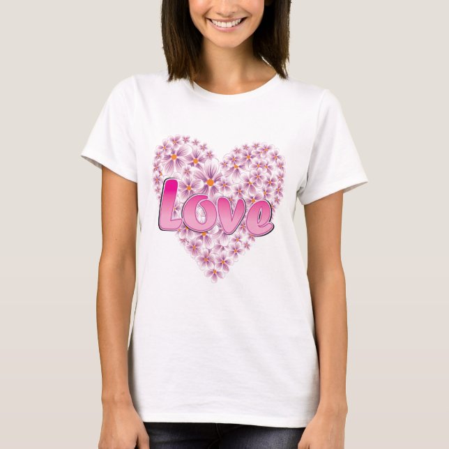 Pink Love and Daisies T-Shirt (Front)