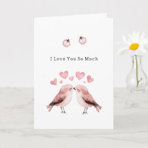 Pink Love Birds Ladybugs  Card