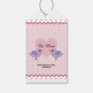 Pink Love Birds Valentine Gift Tags