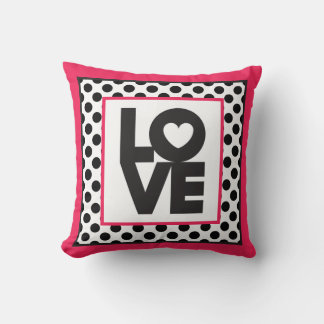 Pink Love Black Dots Cushion