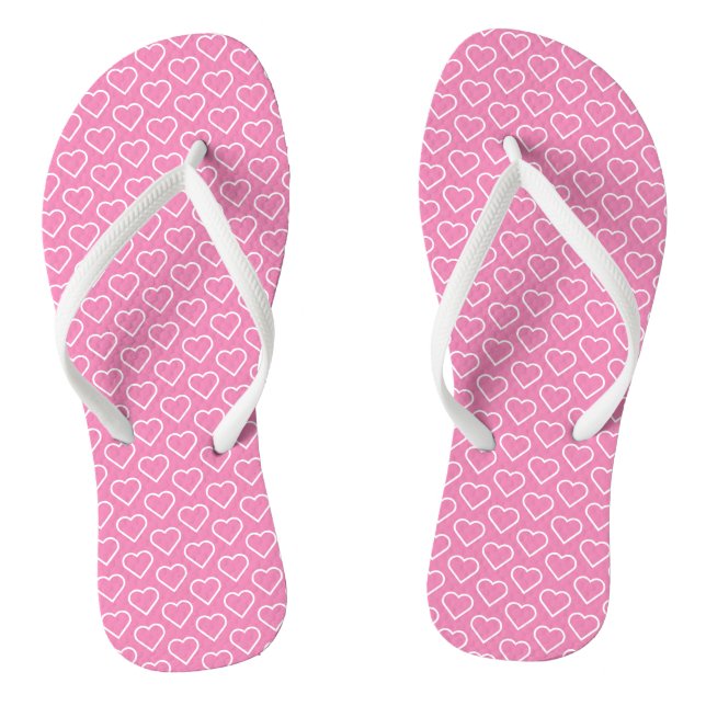 Pink Love - Choose Your Colours - Hearts Flip Flops (Footbed)