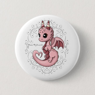 Pink Love Dragon Button Pin