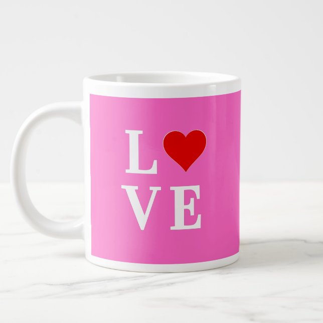 Pink LOVE Elegant Stylish Large Coffee Mug (Left)