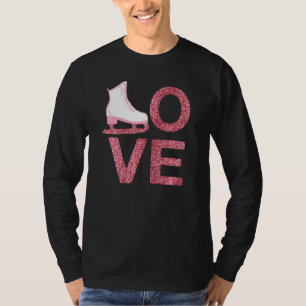 Pink Love Figure Skating Dress Ice Skating Shoes T-Shirt