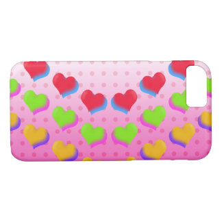 Pink Love Fun Hearts New Wave Design iPhone 8/7 Case