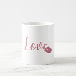 Pink Love Glitter Lips Coffee Mug