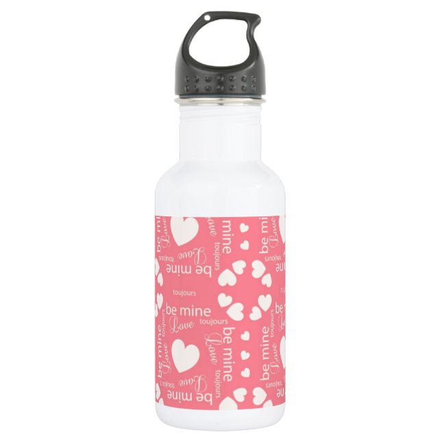 Pink Love Heart Be Mine 532 Ml Water Bottle (Front)