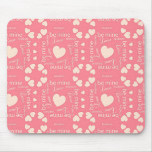 Pink Love Heart Be Mine Mouse Mat