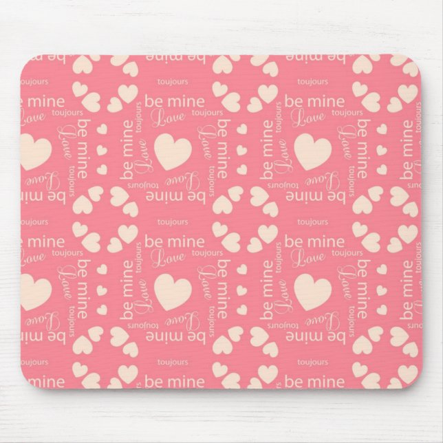 Pink Love Heart Be Mine Mouse Mat (Front)