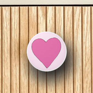 Pink Love Heart  Ceramic Knob