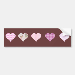 Pink Love Heart Design - chocolate brown Bumper Sticker