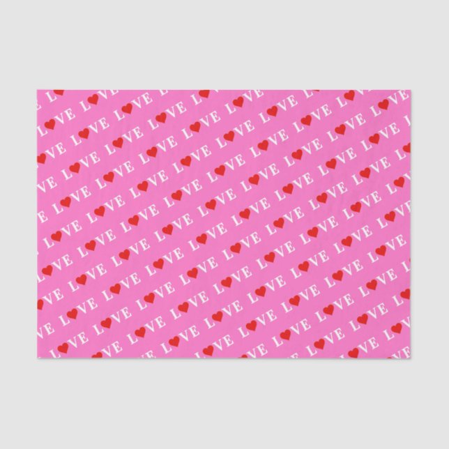 Pink LOVE Heart Elegant Chic Tissue Paper (Front)