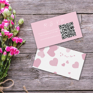 Pink Love Heart Online RSVP Note Card