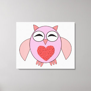 Pink Love Heart Owl Canvas Print