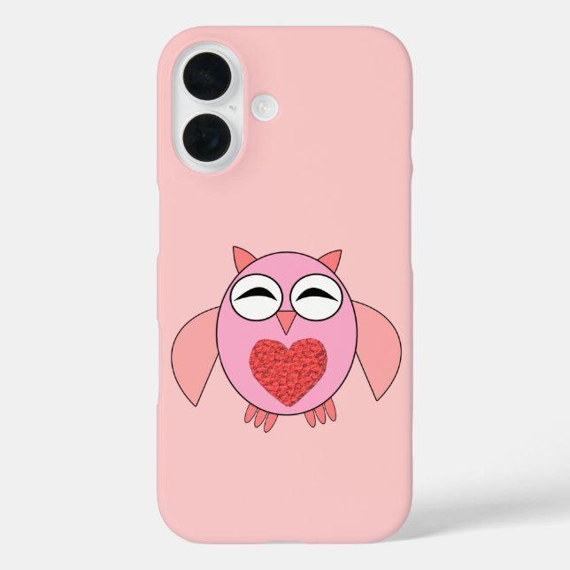 Pink Love Heart Owl Case-Mate iPhone Case (Back)