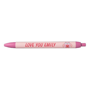 Pink Love Heart Owl Custom Pen