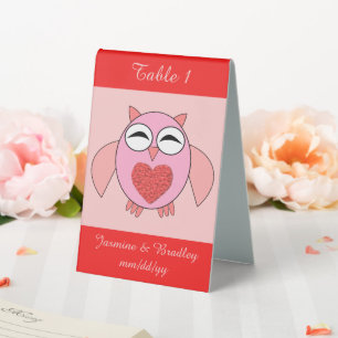 Pink Love Heart Owl Custom Wedding Reception
