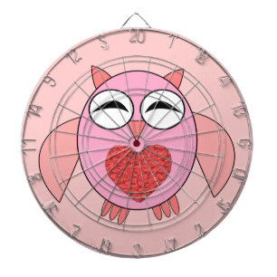 Pink Love Heart Owl Dart Board