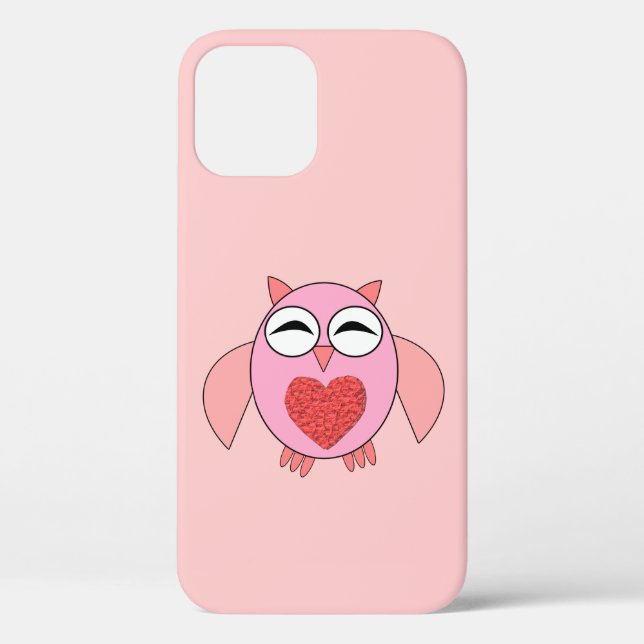 Pink Love Heart Owl iPhone Case (Back)