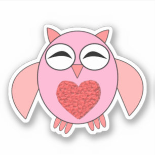 Pink Love Heart Owl Shaped