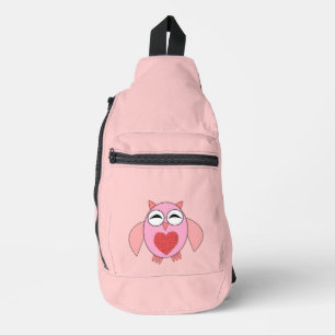 Pink Love Heart Owl Sling Bag