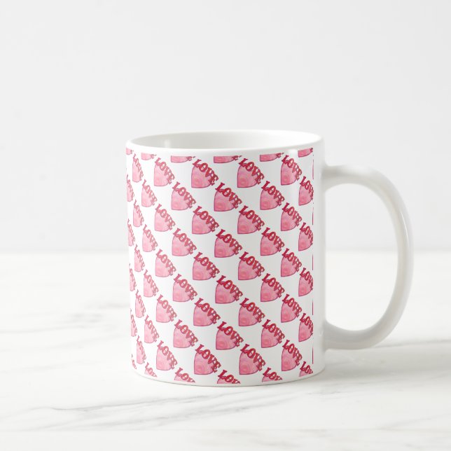 Pink Love Heart Pattern Coffee Mug (Right)