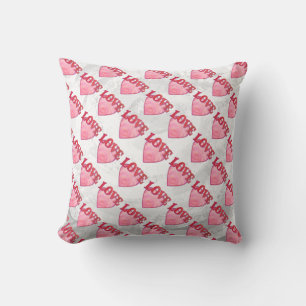 Pink Love Heart Pattern Cushion
