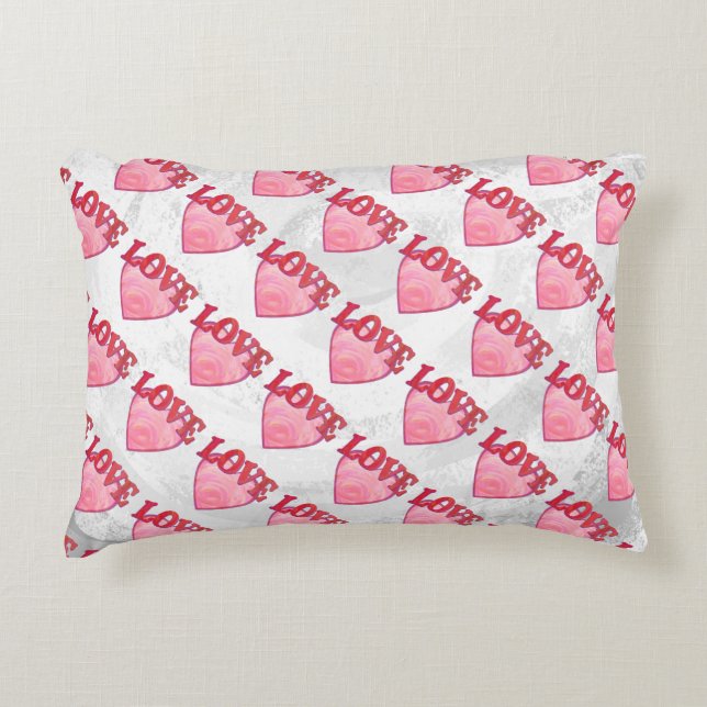 Pink Love Heart Pattern Decorative Cushion (Front)