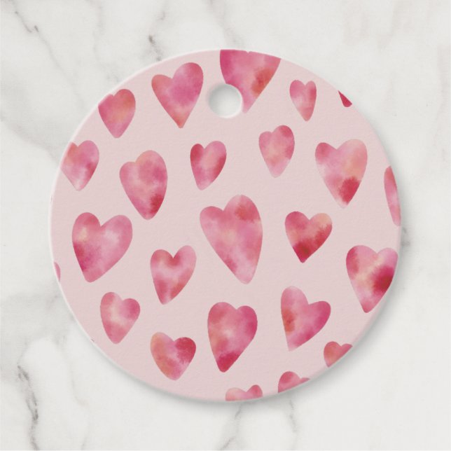Pink Love Heart Pattern Favour Tags (Front)