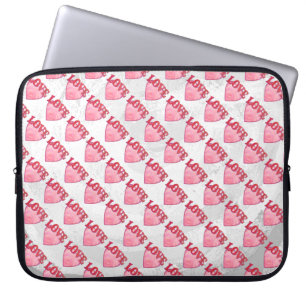 Pink Love Heart Pattern Laptop Sleeve