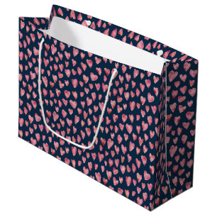 Pink Love Heart pattern Large Gift Bag