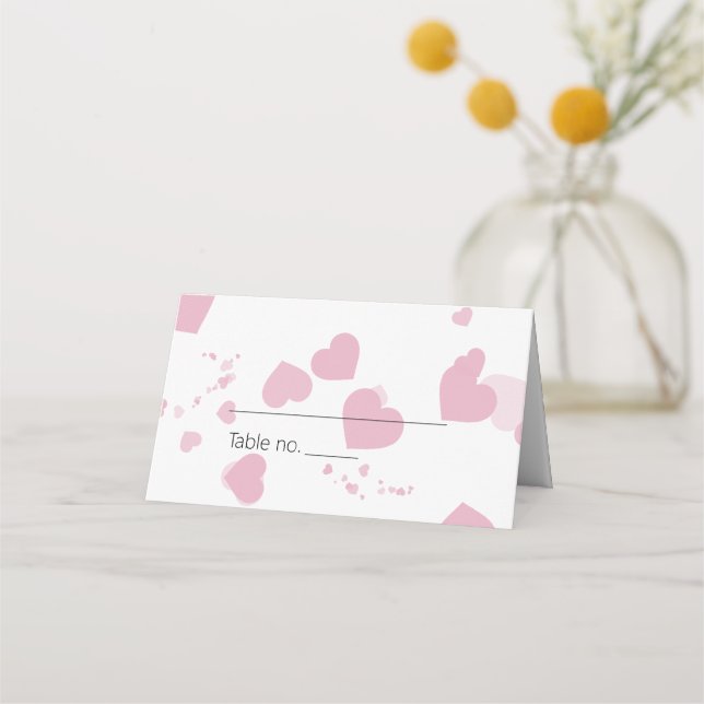 Pink Love heart  Place Card (Front)