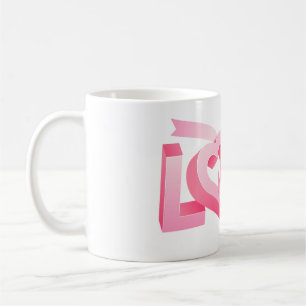 Pink Love Heart Ribbon Coffee Mug