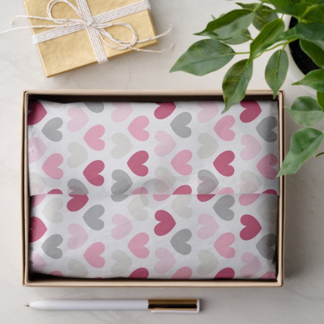 Pink Love Heart Romantic Modern Girly Tissue Paper (Gift)