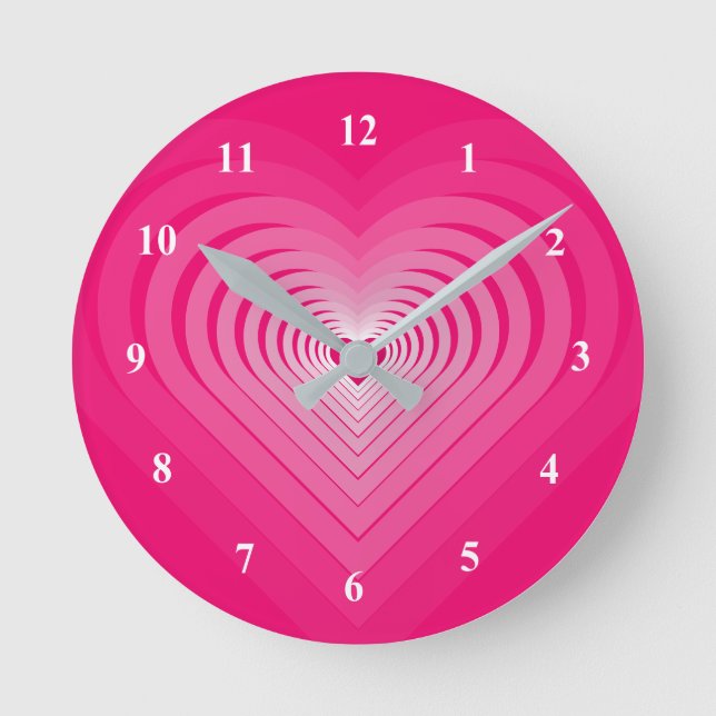 Pink Love - Heart Round Clock (Front)