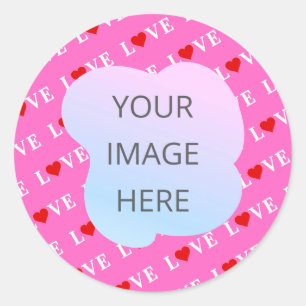 Pink LOVE Heart Stylish Classic Round Sticker