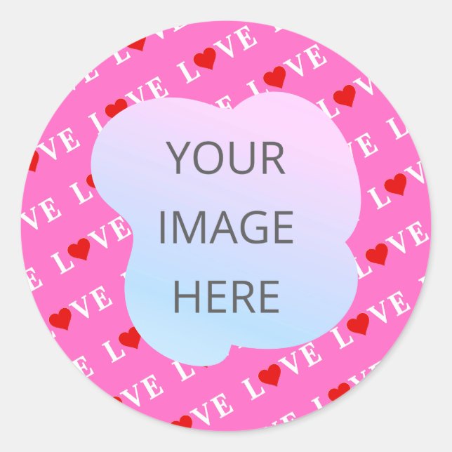 Pink LOVE Heart Stylish Classic Round Sticker (Front)