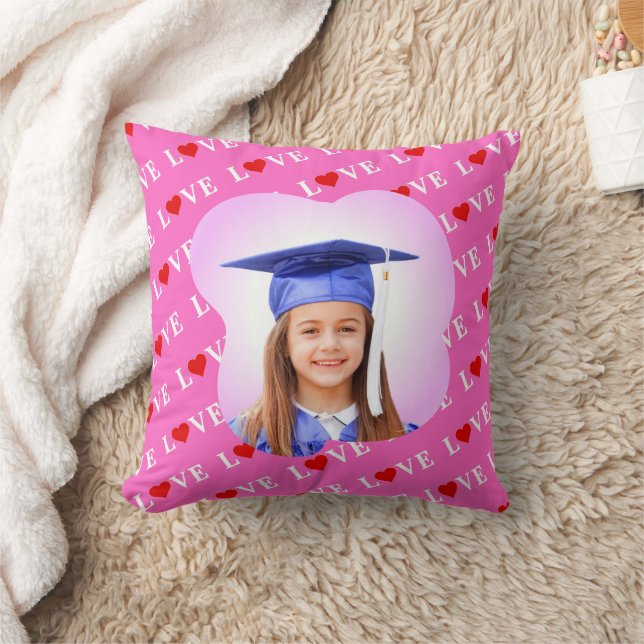 Pink LOVE Heart Stylish Cushion (Blanket)