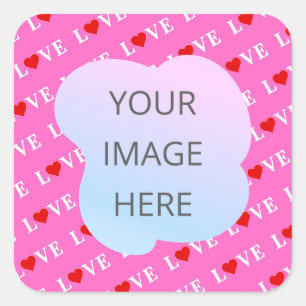 Pink LOVE Heart Stylish Square Sticker