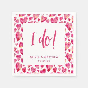 Pink Love Heart Wedding Engagement Party Napkin