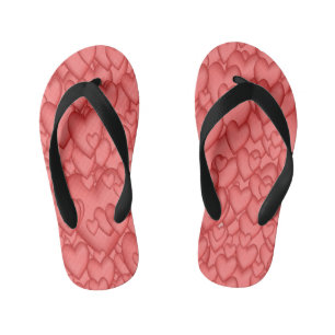 Pink Love Hearts Decorative Kid's Flip Flops