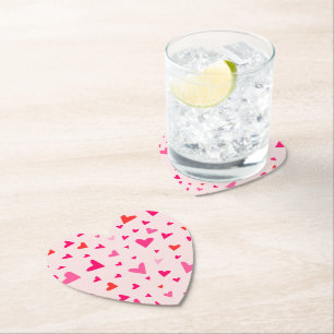 Pink Love Hearts Paper Coaster
