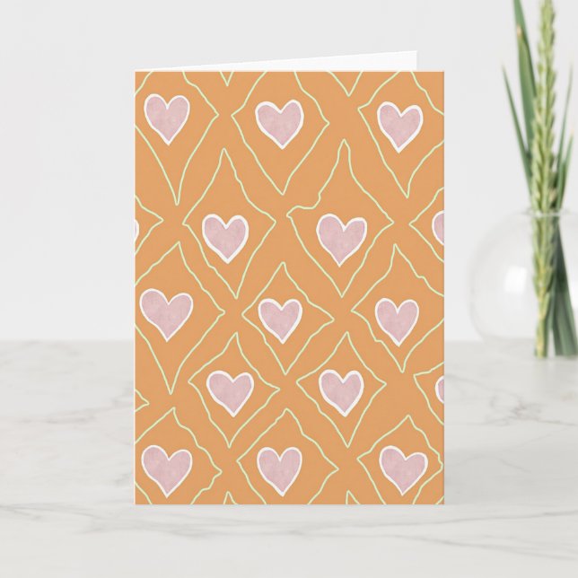 Pink Love Hearts Pattern Card (Front)