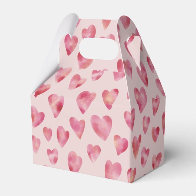 Pink Love Hearts pattern Favour Box (Front Side)