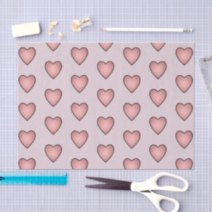 Pink love hearts pattern tissue paper