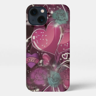 Pink Love Hearts Roses Glam, iPhone case