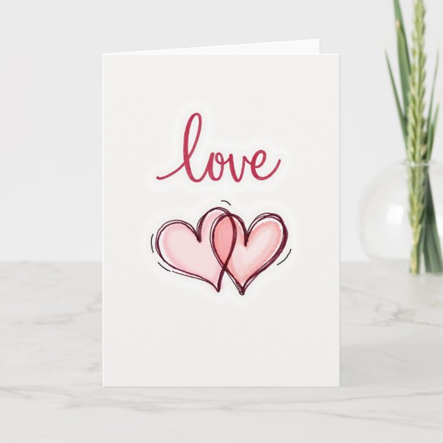 Pink Love Hearts Valentines Card (Front)